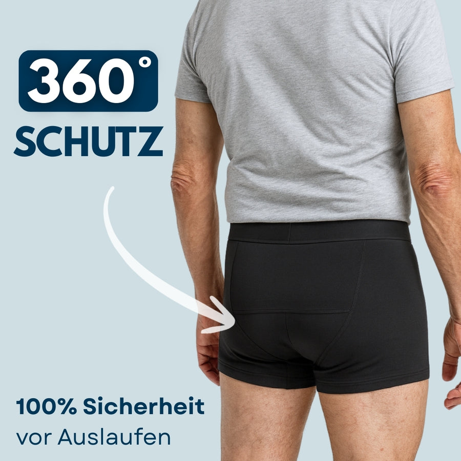 Auslaufsichere Boxershorts mit zusätzlichen Saugzonen